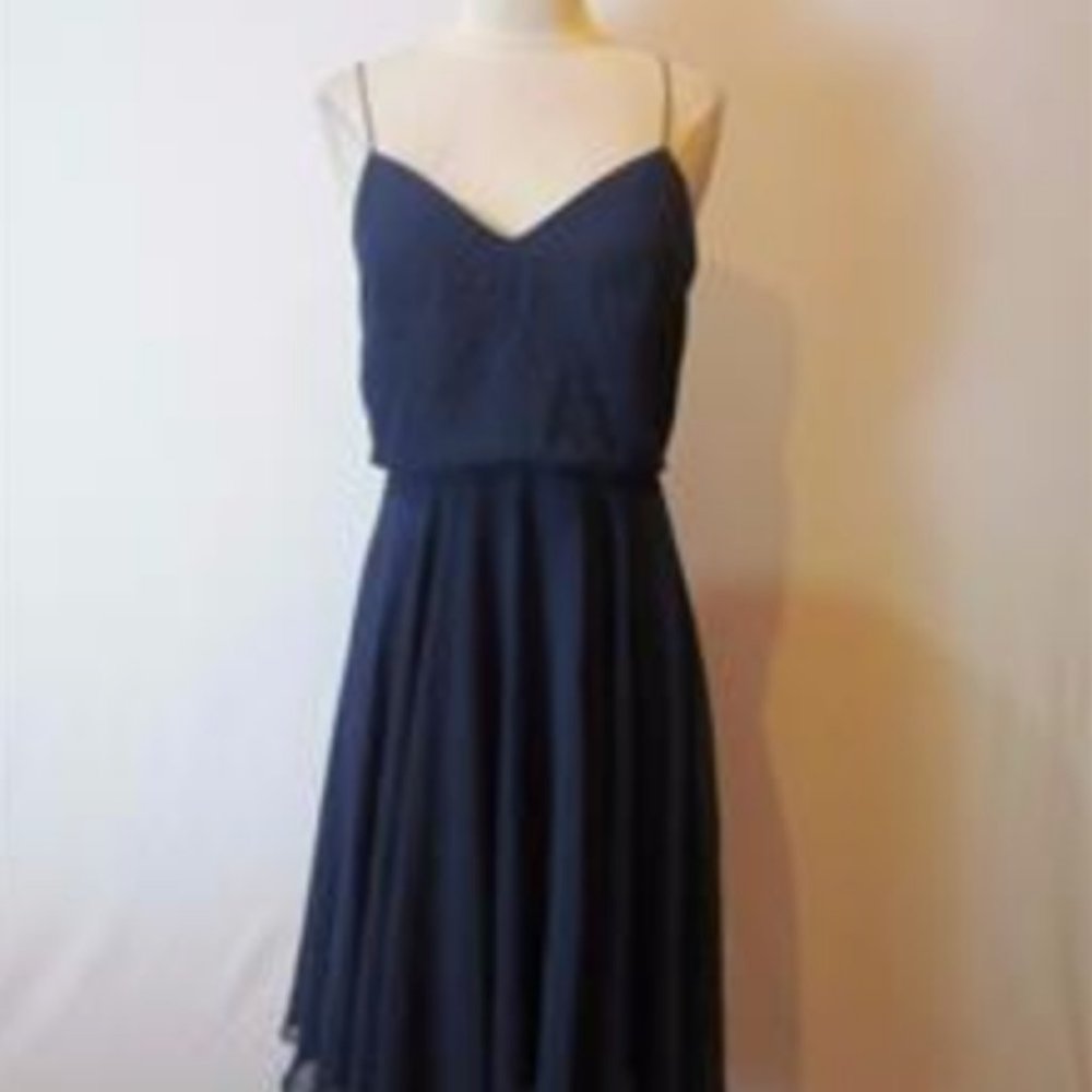 BHLDN Jenny Yoo Collection Navy Sienna Bridesmaid Dress Size 2 - Picture 4 of 6